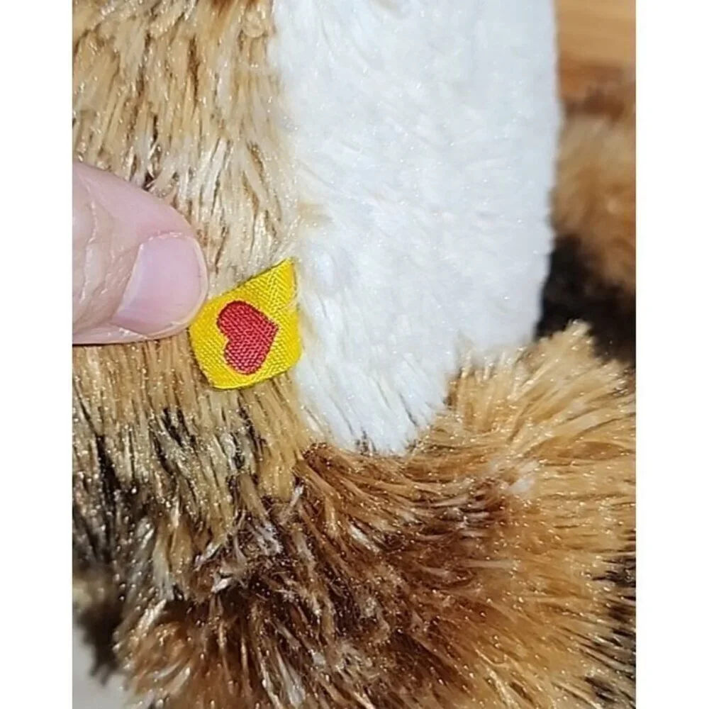 Build A Bear BABW Champ Brown Calico Plush Heart Patch Stitched Stuffed 16”